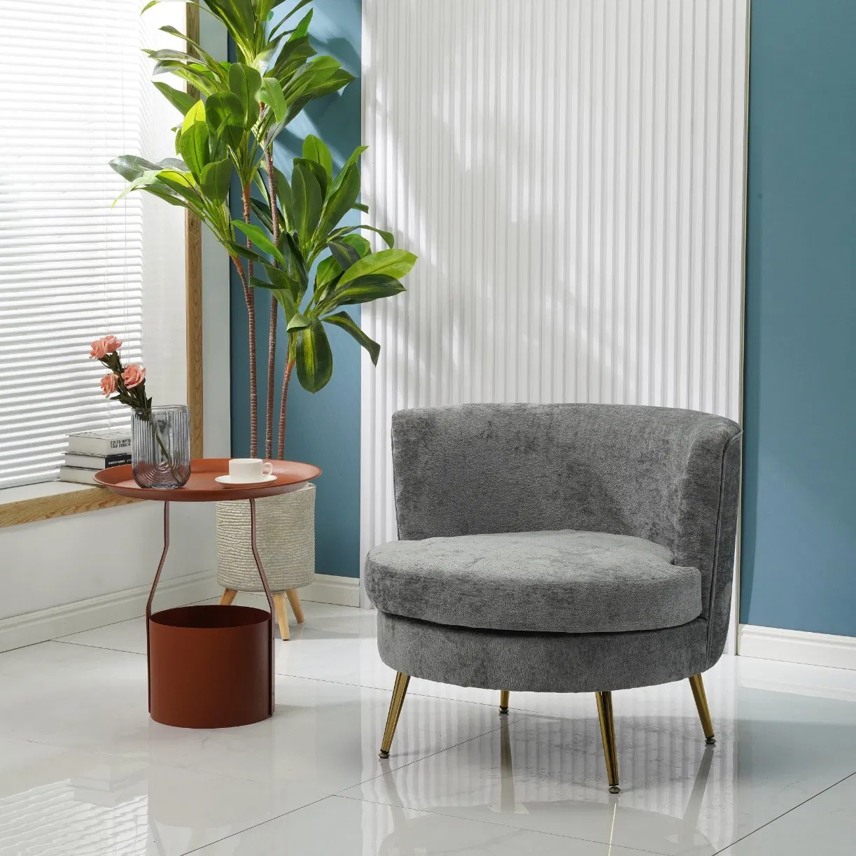 Modern Relax Fabric Leisure Wooden Chair Living Room Furniture Metal Leg Relax Deisgn Fabric Armchair Bedroom Accent Chairs for Hotel Lobby Furniture