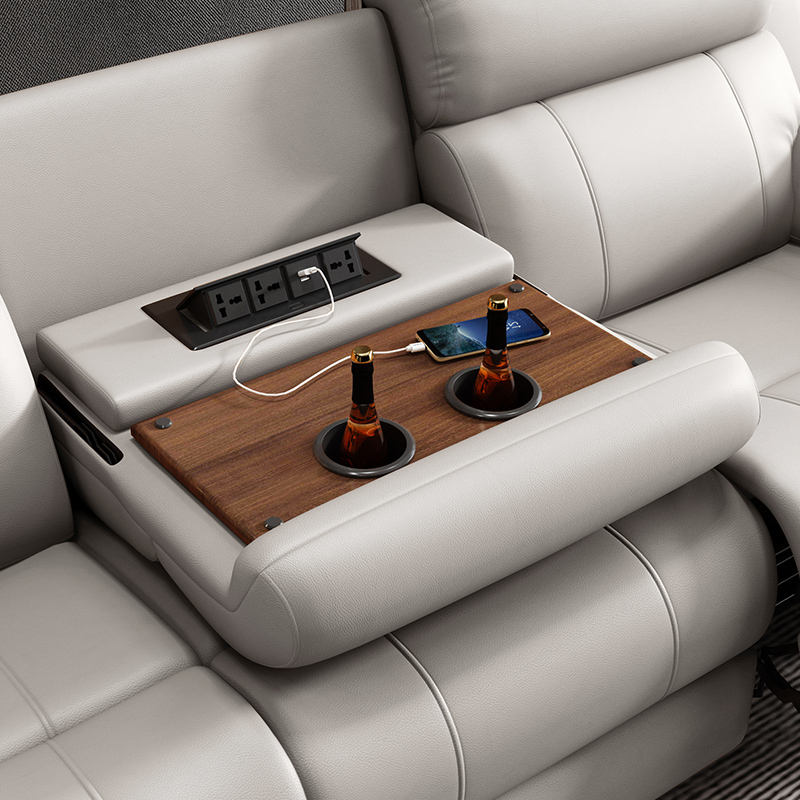 Modern 3 Seater Electric Reclining Modular Extendable Sectional Sofa High Quality Leather Metal Frame Living Room Set