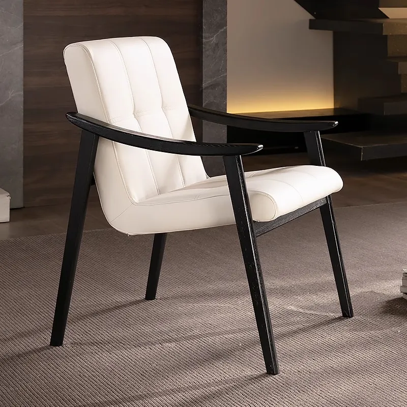 Japandi Design Wooden Backrest Accent Chair Detail 4