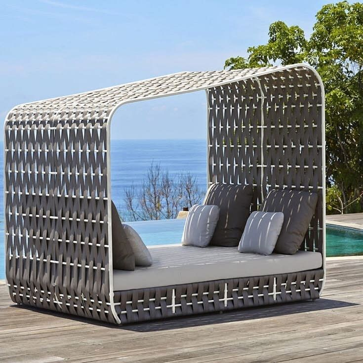 New Darwin Modern Foshan Bed Lounge Outdoor Daybed with Canopy Garden Sunbed