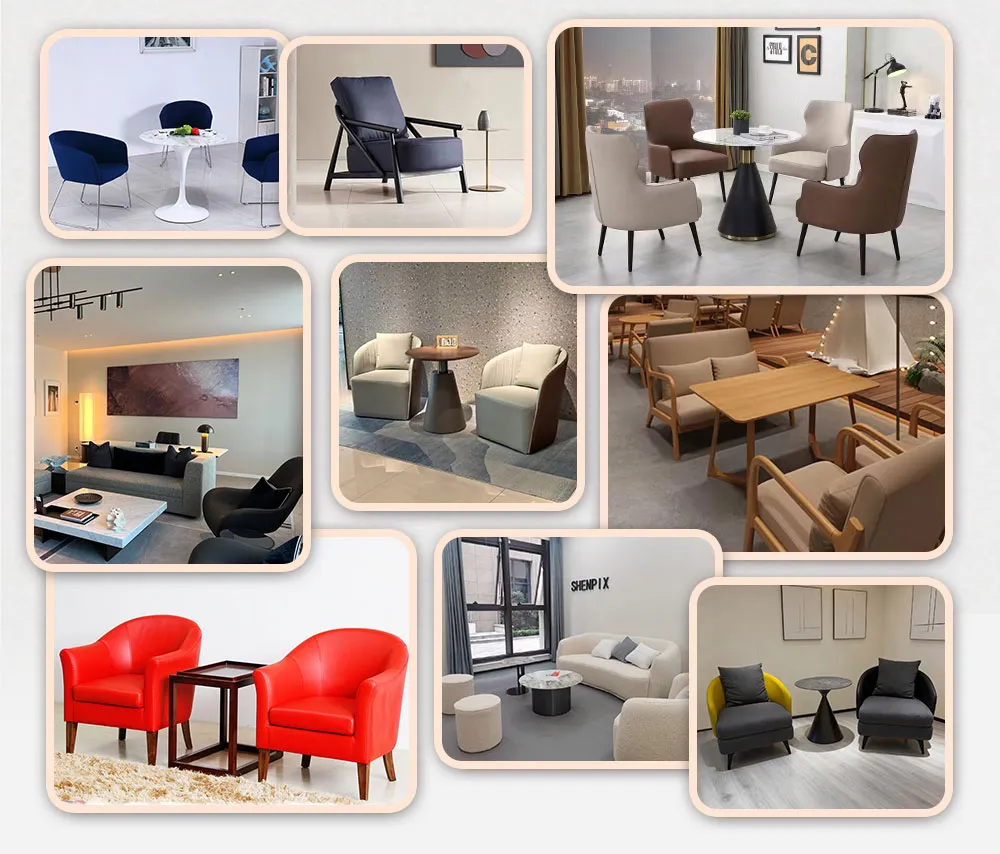 Leisure Leather Fabric Sofa Chair Accent Lounge Chaise Chair for Hotel Restaurant Living Room Bedroom Cafe Coffee Shop