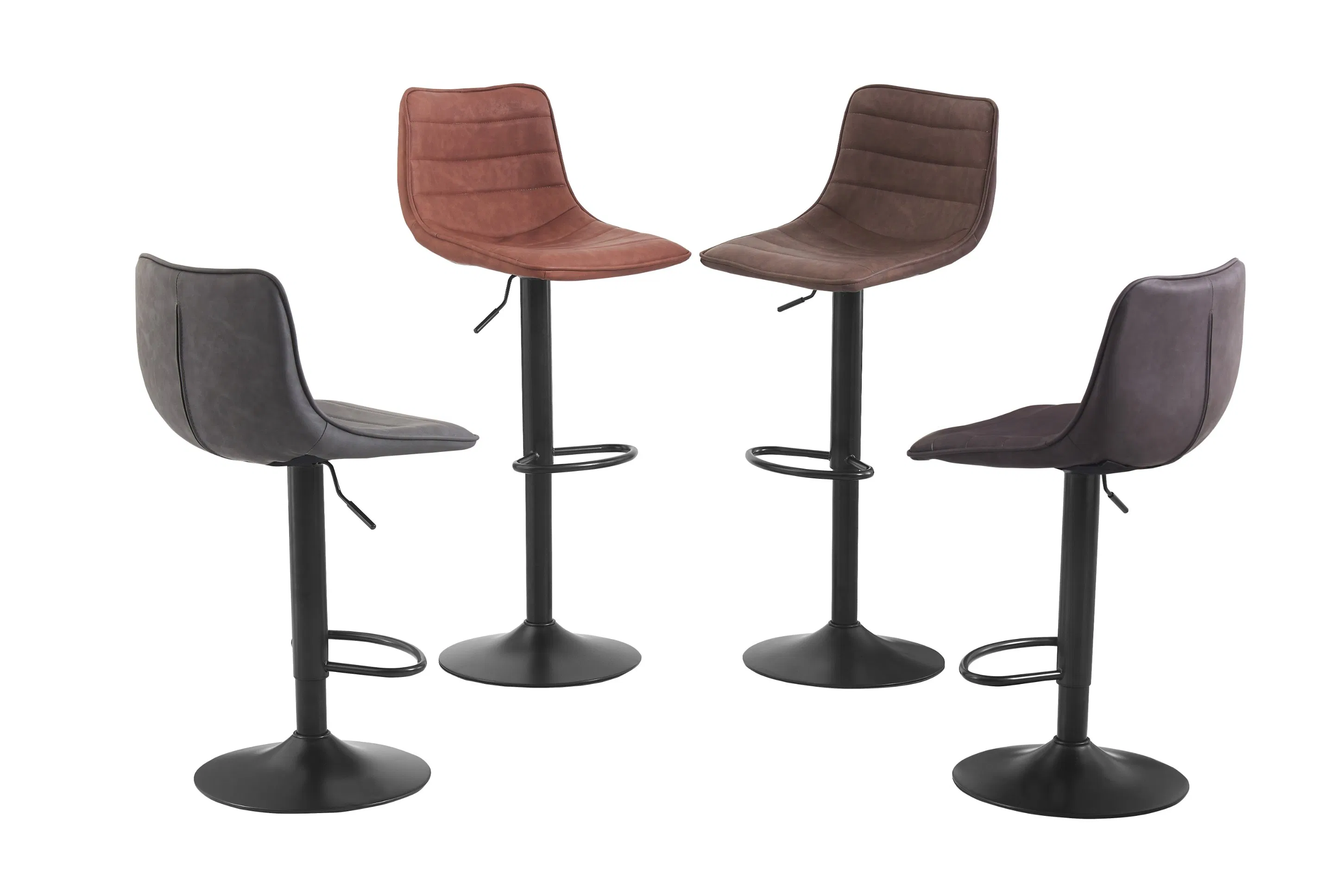Home Kitchen Bar Stool with Black Painted Metal Base Breakfast Counter Hight Bar Chair with Footrest