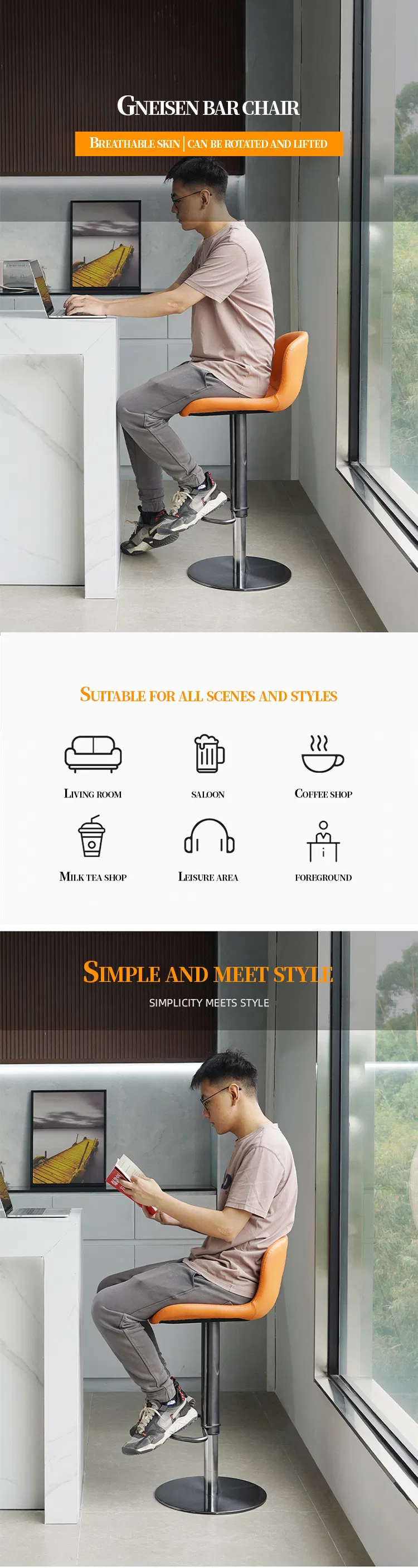 Adjustable Height Counter Stool for Kitchen Island and Modern Home Design