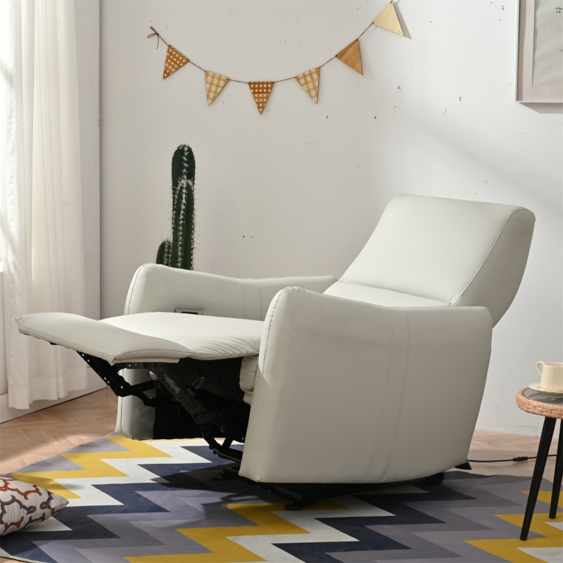 Modern Bedroom Living Room Hotel Comfortable Luxury Single Seat PU Padded Power Reclining Swivel Glider Sofa Chair