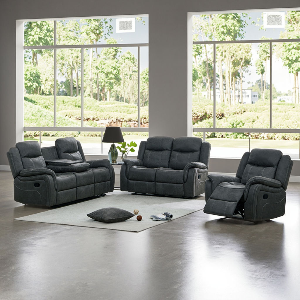 European Luxury Leather Recliner Sofa Set Living Room Sofa Furniture Home Sectional Sofa Reclining Chair With Drop Table Storage