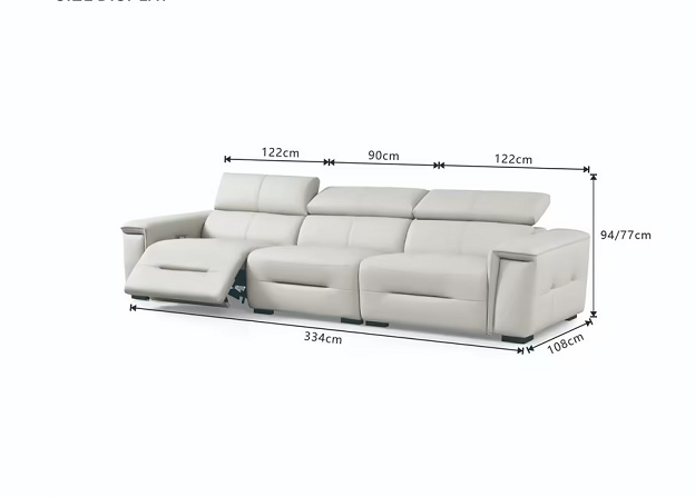 Wholesale Luxury Modern Electric Power 3 Seater Leather Sectional Recliner Sofa With Usb Charging For Hotel Villa Living Room