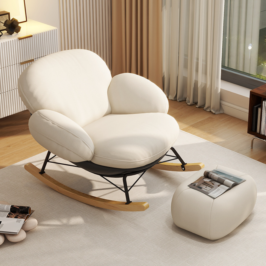 Factory Hot Sale Rocking Chair Modern Lounge Rocker Cozy Padded Glider Chair for Bedroom Swing Seat for Relaxing at Home Indoor