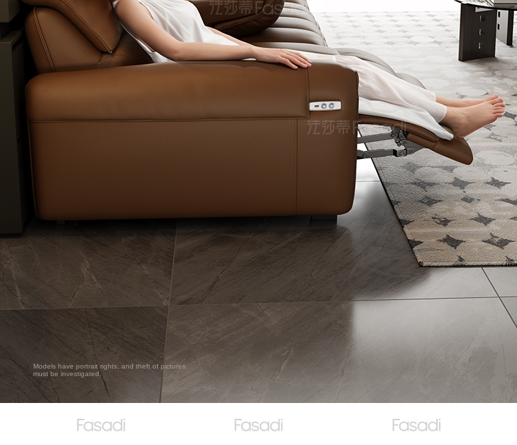 Modern Genuine Leather Recliners Set 4