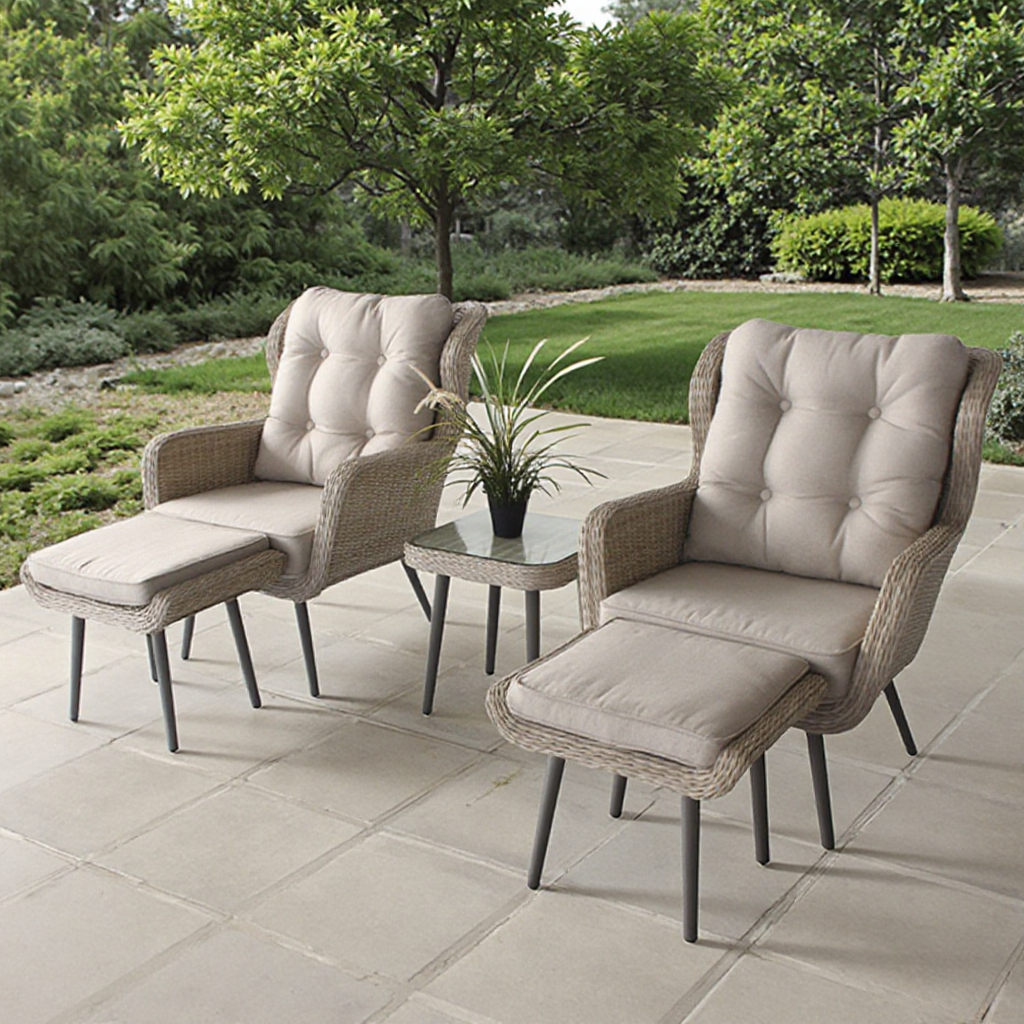 Wholesale 5 Piece Outdoor Balcony Set Aluminium Taper Legs Wicker Mixed Weaving Patio Furniture Bistro Sets Garden Bistro Set