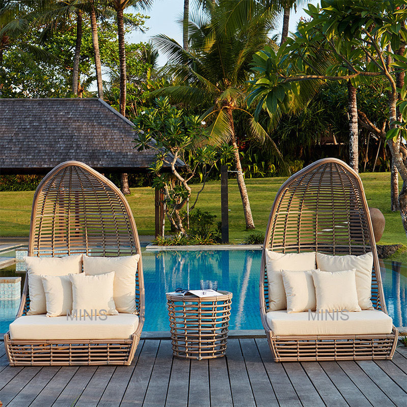 Garden Leisure Chairs Furniture Aluminium Frame Rattan Outdoor Daybed