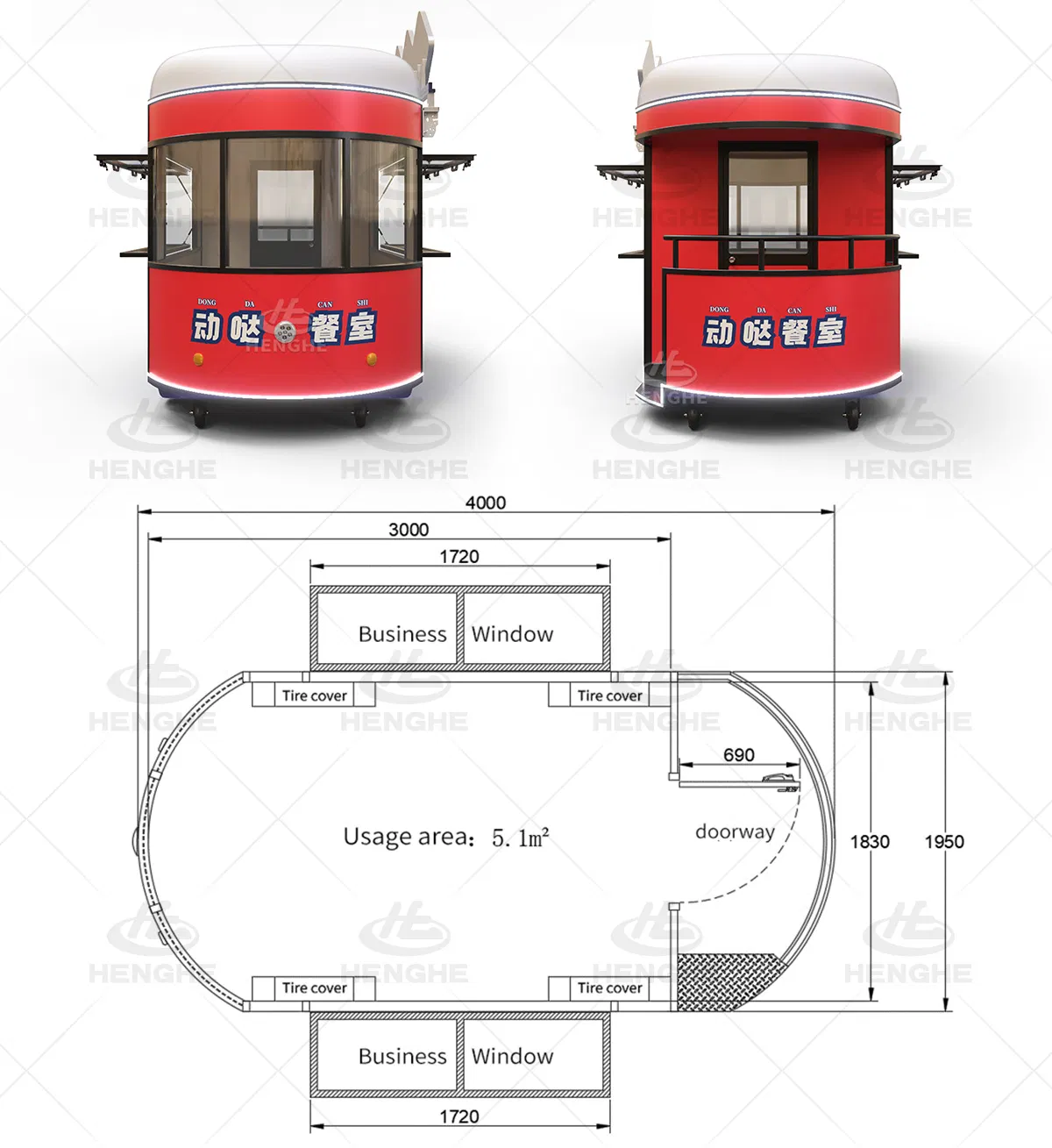 Modern Mobile Fast Food Cart with Kitchen