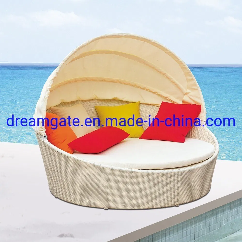 Wholesale Outdoor Garden Pool Furniture Sofa Bed Rattan Sun Lounger Daybed Leisure Beach Swimming Pool Sunbed Lounge Day Bed Aluminum Folding Round Sun Bed