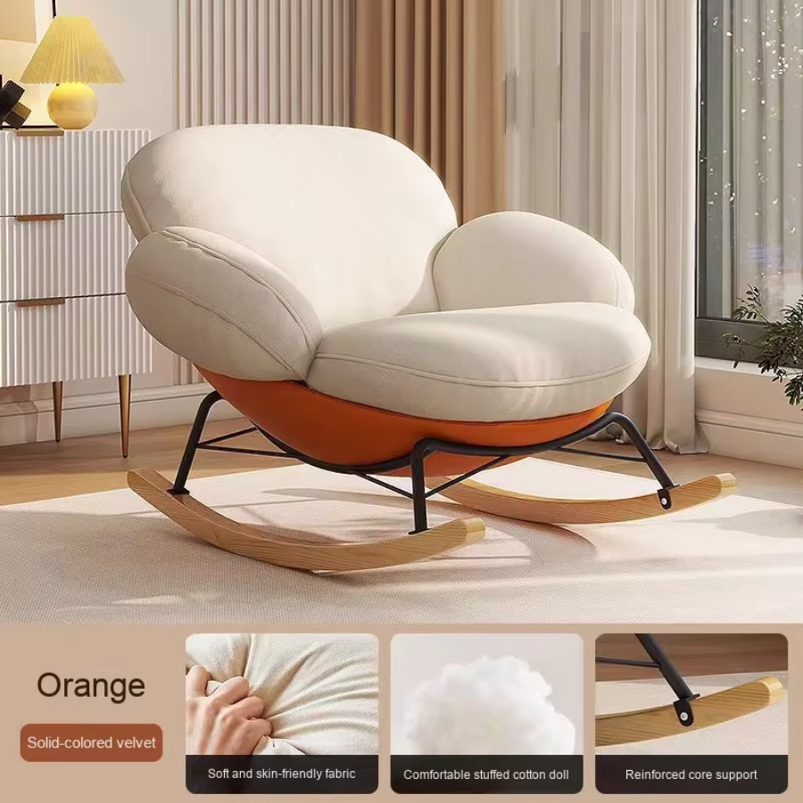 Factory Hot Sale Rocking Chair Modern Lounge Rocker Cozy Padded Glider Chair for Bedroom Swing Seat for Relaxing at Home Indoor