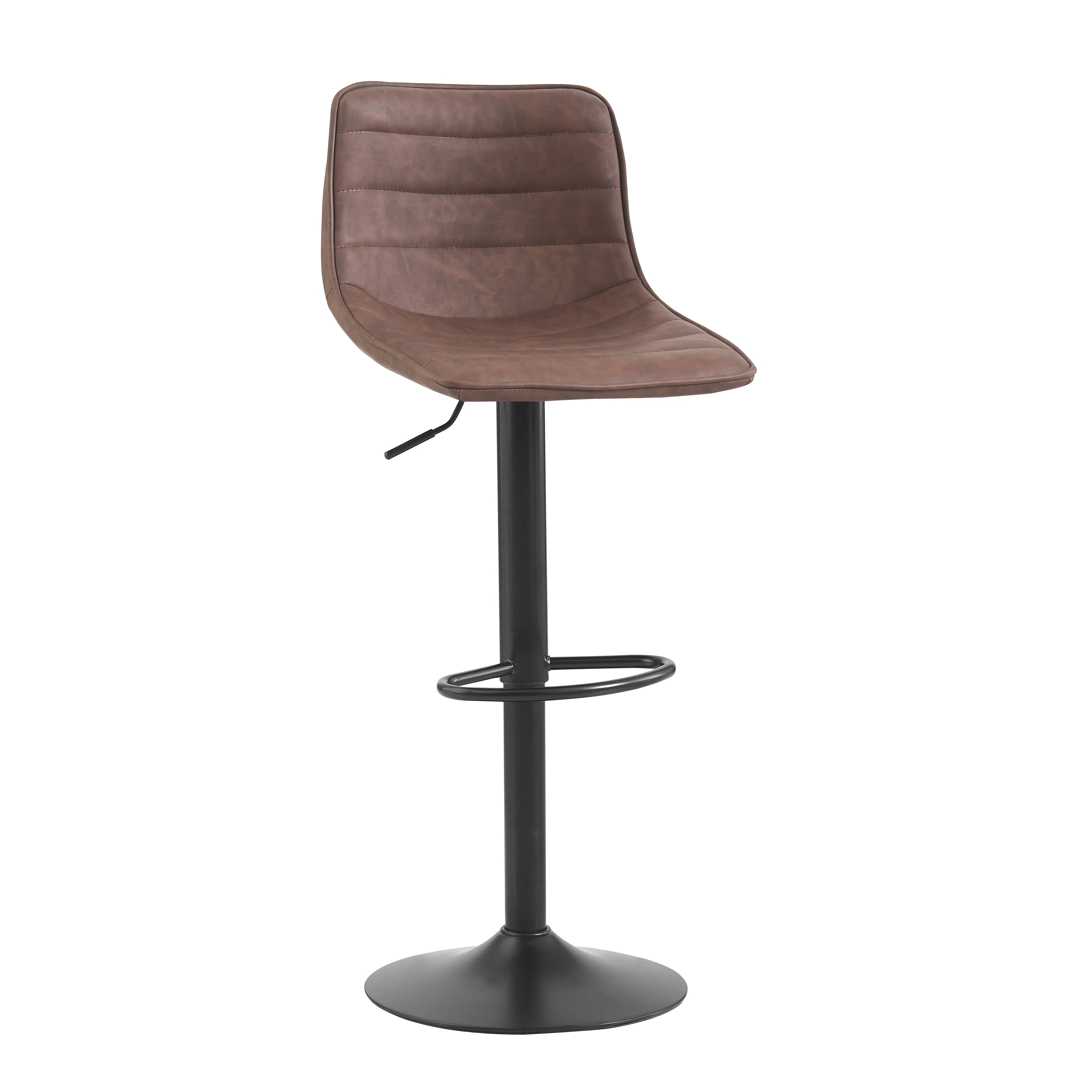 Home Kitchen Bar Stool with Black Painted Metal Base Breakfast Counter Hight Bar Chair with Footrest