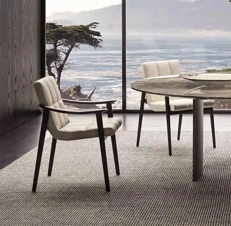 Japandi Design Wooden Backrest Accent Chair Detail 2