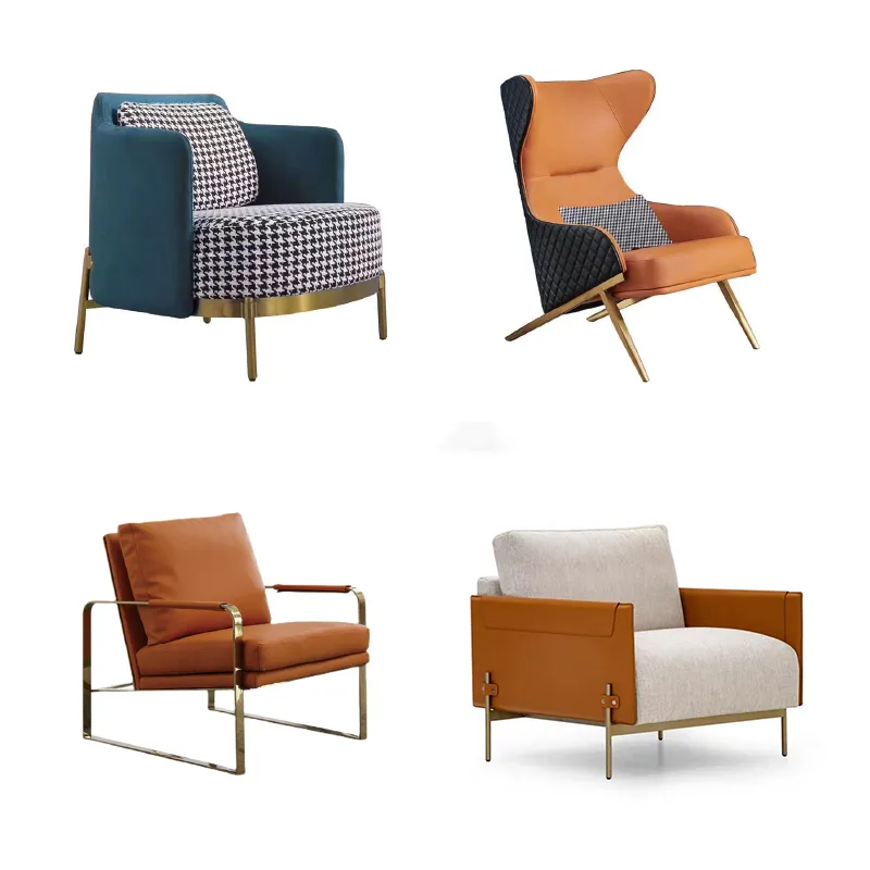 Modern Home Armchair Metal Living Room Furniture Hotel Accent Lounge Chair