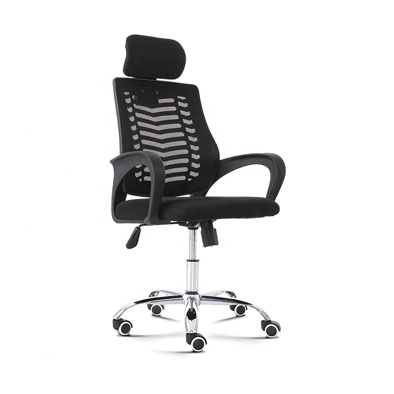 Economical Modern Rotating Office Swivel Chair With Fixed Armrest Tilt &amp; Lock Mesh PP Grid Backrest Lifting Mechanism Headrest