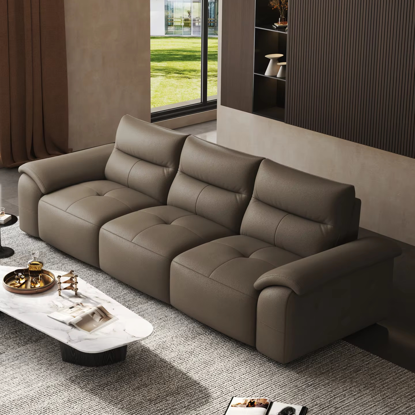 Wholesale Factory Price Power Recliner Sofa Set Extendable Genuine Leather Three Seat Electric Sofa Remote Control For Living