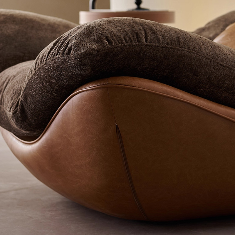 Nordic Italian Minimalism Genuine Leather Living Room Lounge Chair Sofa Recliner High-end Bedroom Home Furniture Wood Legs