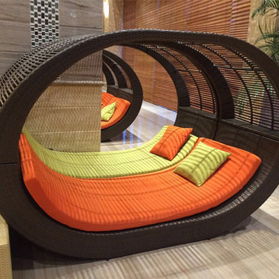 Y430 Durable All-weather Rattan Chaise Longue With Canopy for Outdoor Patio Backyard Spa Comfortable Pool Reclining Chair