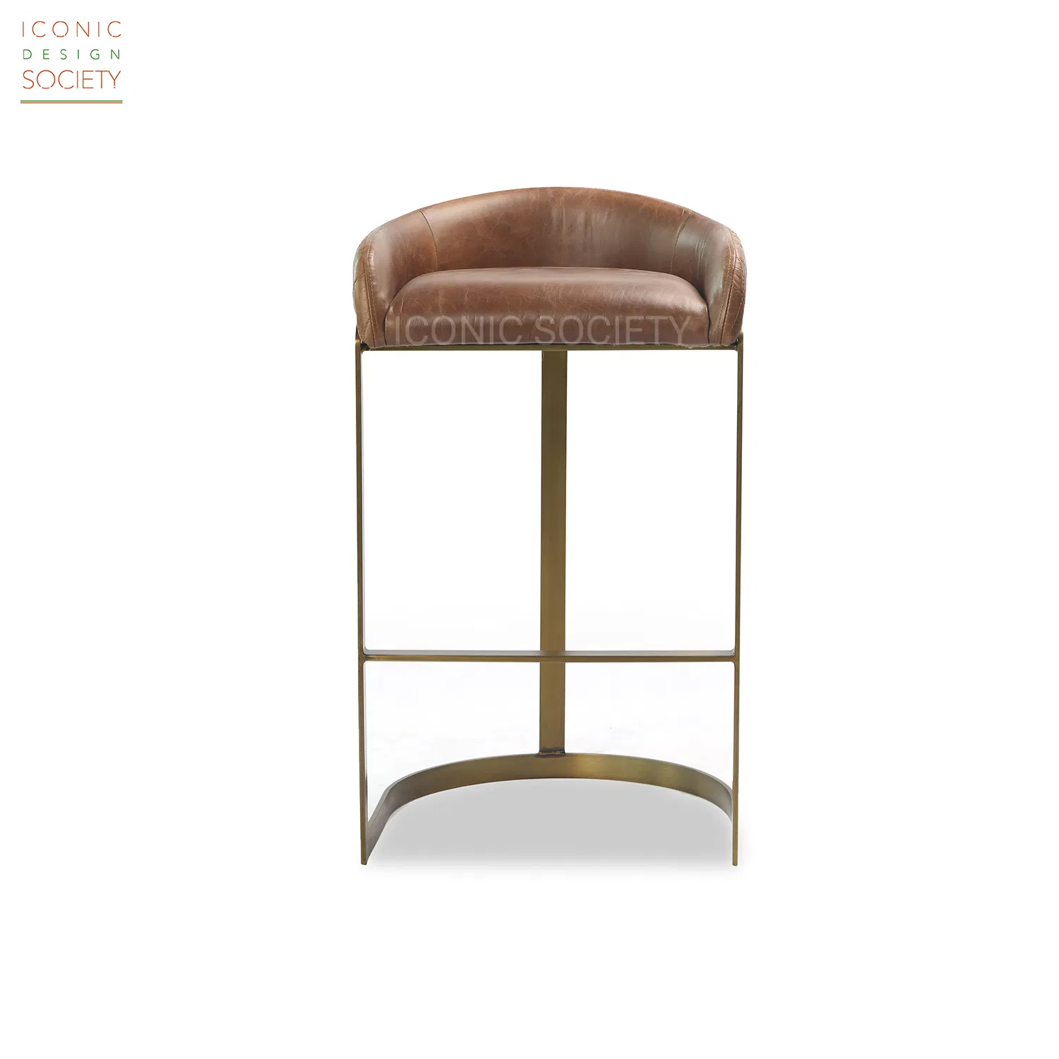 Industrial Club Pub Hotel Furniture Metal Low Back Foshan Iron Genuine Leather Counter Bar Stool
