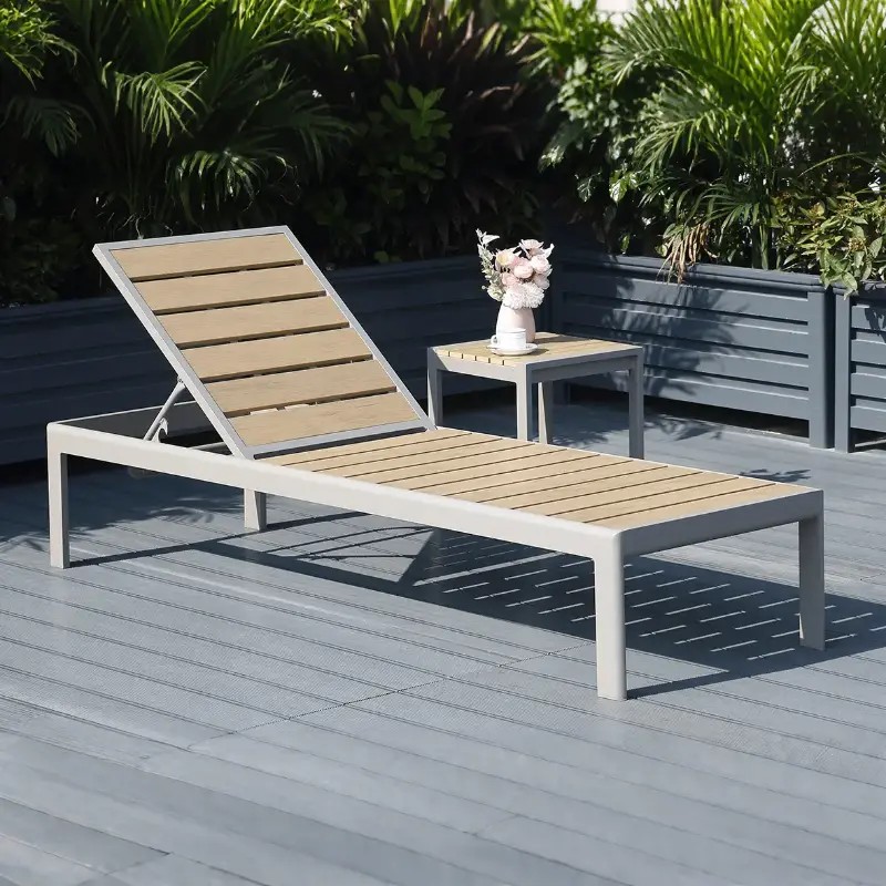 Aluminum Outdoor Hotel Sunbathing Lounger Lounge Chair Foldable Durable Anti-Rust UV Resistant