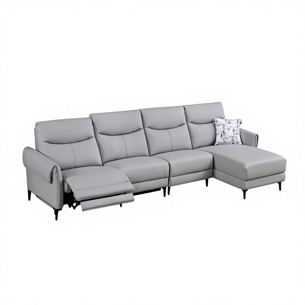 Modern Design Genuine Leather Three Seat Electric Recliner Modular Sofa Adjustable Back Arms Metal Frame for Living Room Set