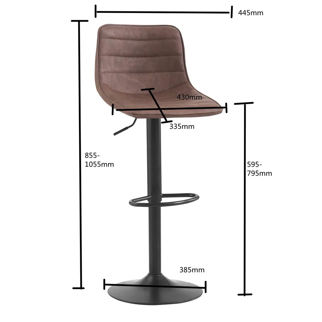 Home Kitchen Bar Stool with Black Painted Metal Base Breakfast Counter Hight Bar Chair with Footrest