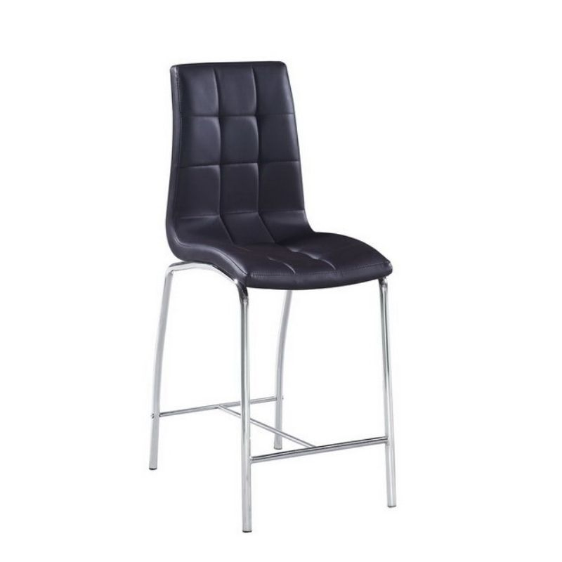 Black High Chair Soft PU Seat and Back Bar Stool for Cafe Shop Counter Height Black Leather Bar Stool