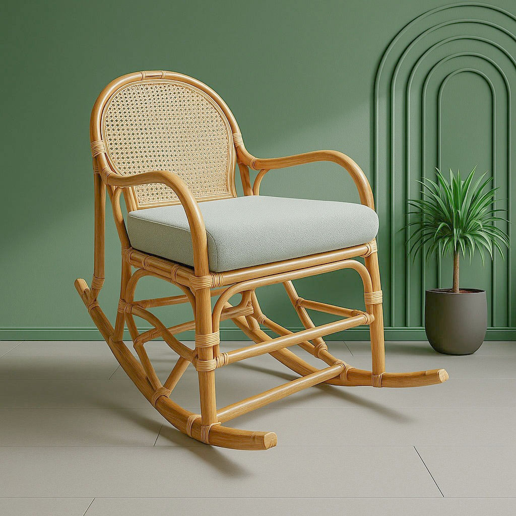 Top rated rattan recliner seating for lounge living room natural rocking chair glider chairs