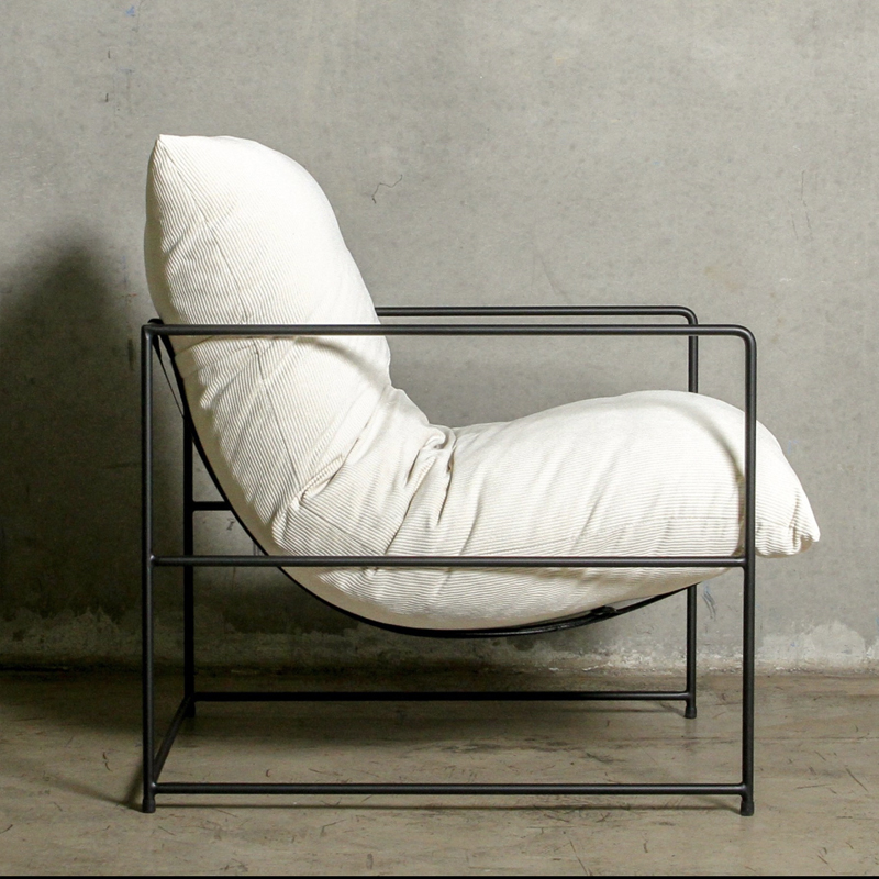 Modern Metal Frame Chaise Lounge Chair Corduroy Removable Cover Reclining Living Room Leisure Chair for Gym Hospital Workshop