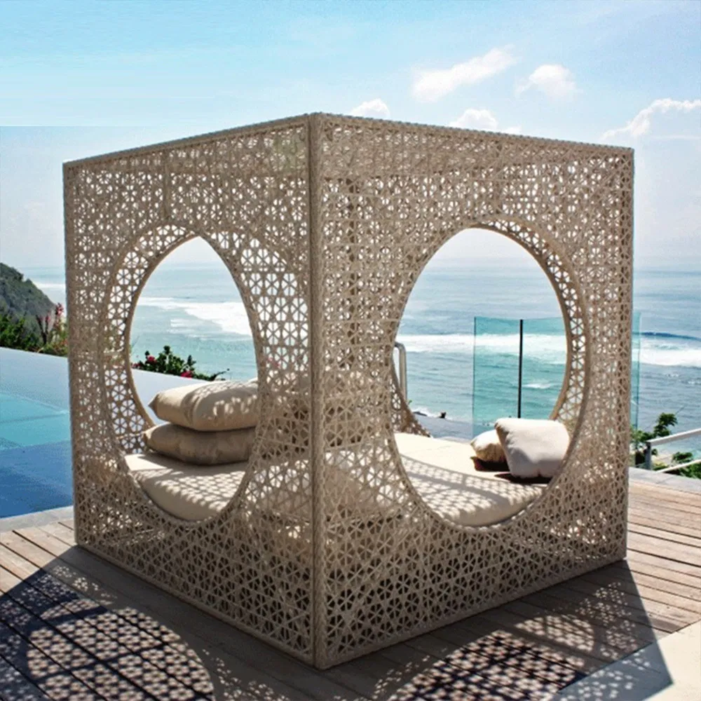 Best Selling Garden Lying Bed Outdoor Gazebo Furniture Set Rattan Daybed