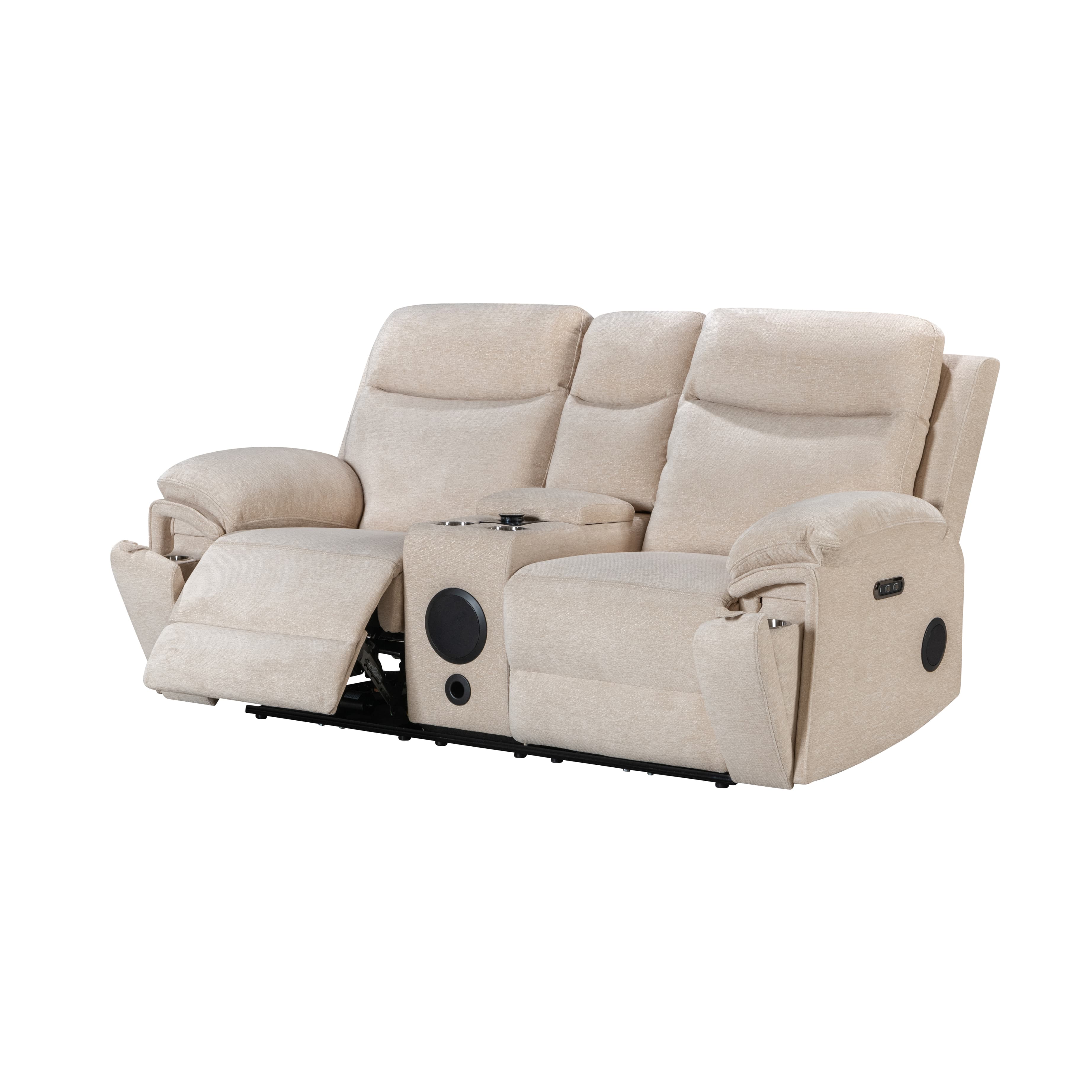 HOMERS Power Recliner Corner Sofa Chenille Fabric L-Shape Electric Sectional Couch with Bluetooth Speaker for Living Room Sofas