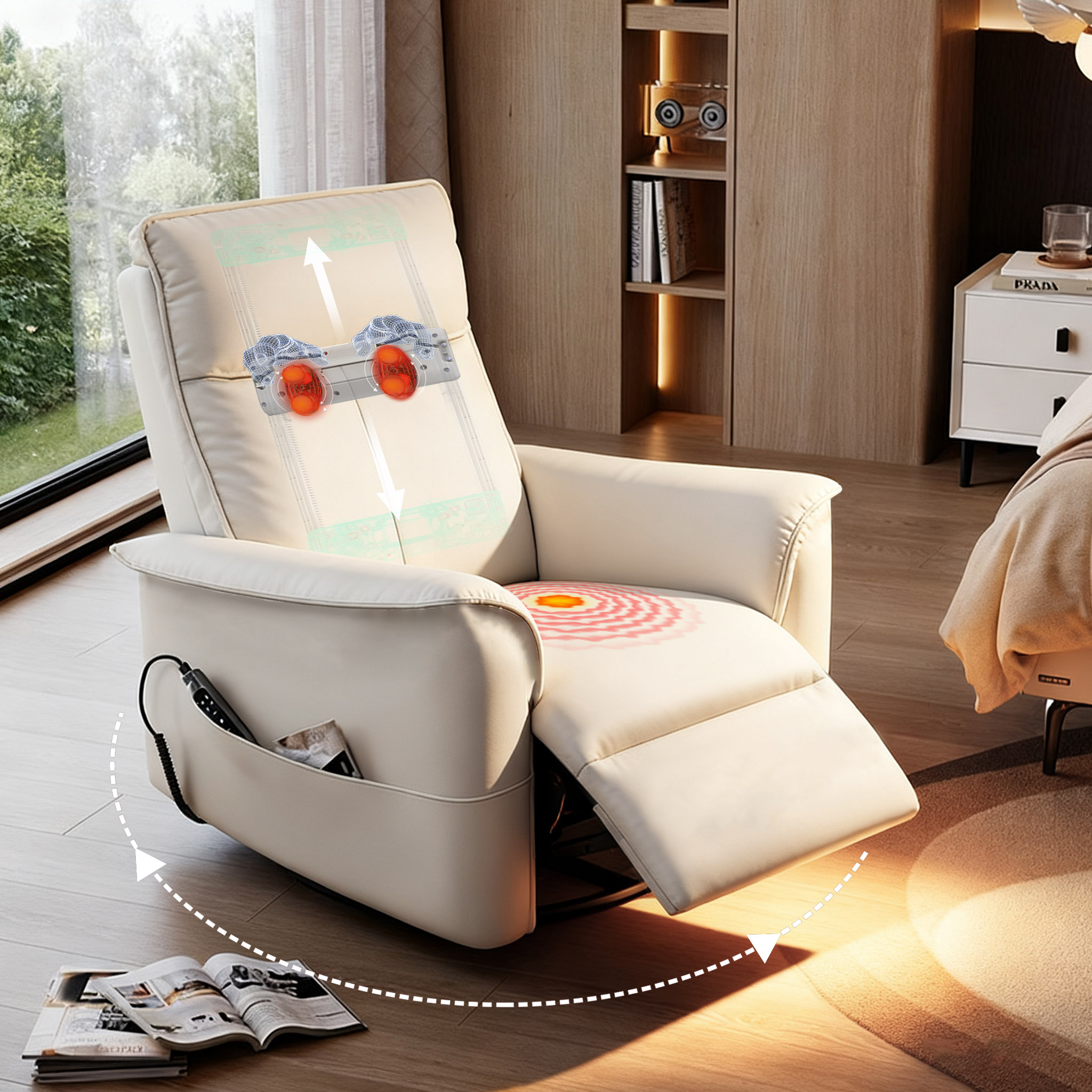 Modern Living Room Lazy Sofa Electric Single Lounge Leather Swivel Rocking Home Cinema Massage Recliner Massage Sofa Chair