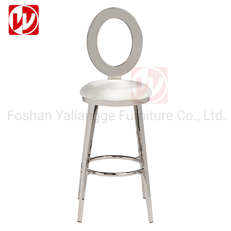 Simple Modern Design Stainless Steel Frame High Chair White Velvet Bar Counter High Bar Stools