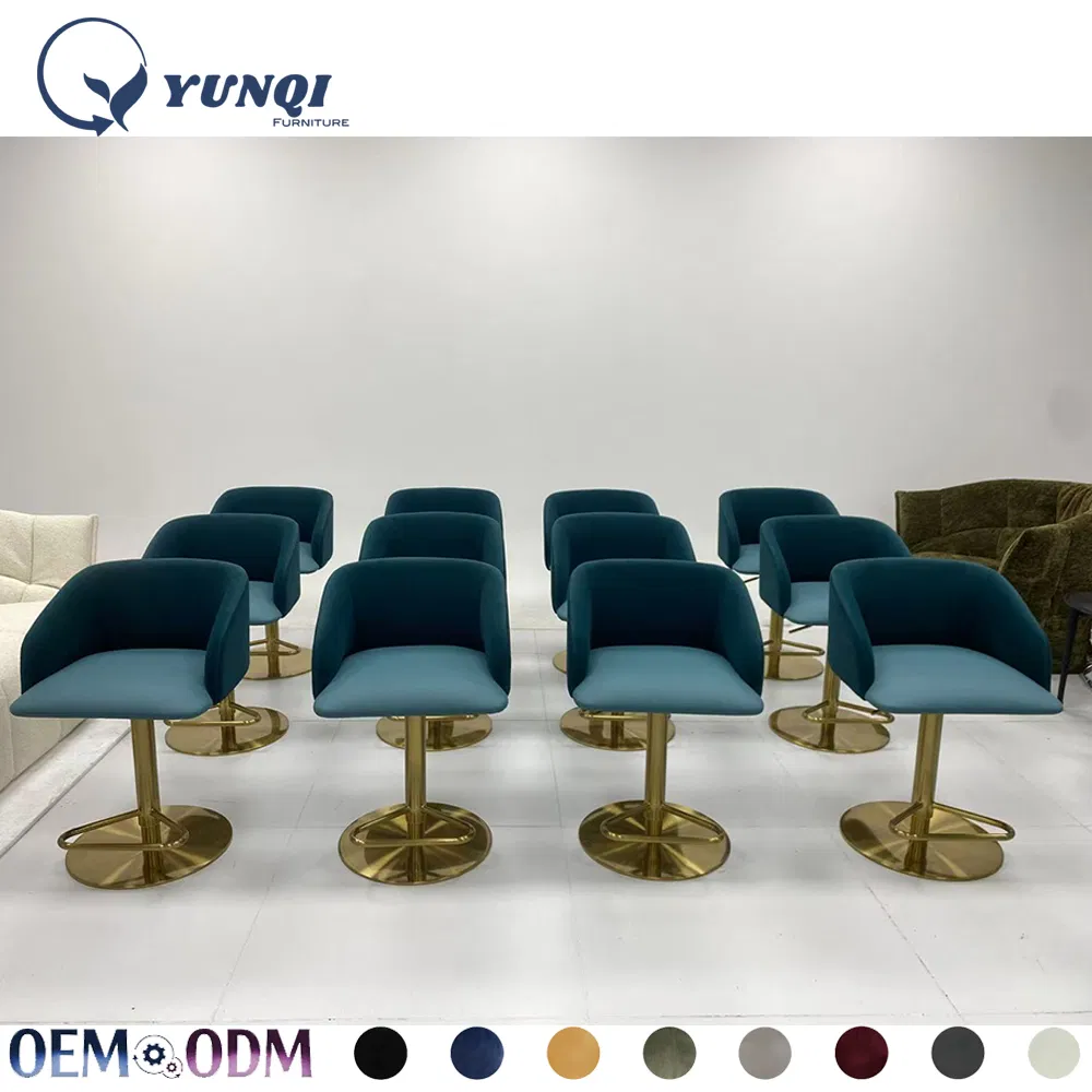Customized Vintage Style PU Leather Velvet Fabric Bar Stools Hotel Restaurant Kitchen Bar Chair Counter Height Home Barstool