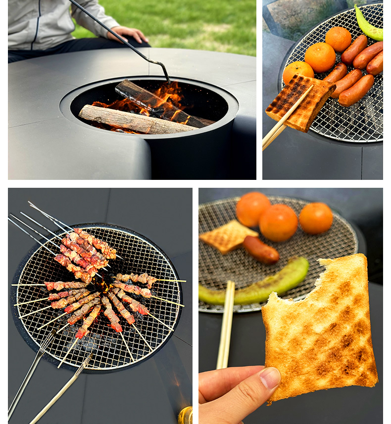 Modern Multifunctional Outdoor Fire Table With Wood Burning Heating For Garden Patio BBQ Use