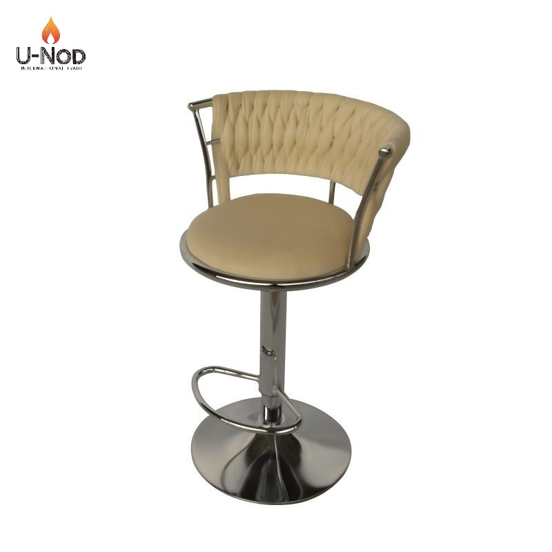 Newest Velvet Woven Height Adjustable Kitchen Counter Swivel Chair Low Back Bar Stool