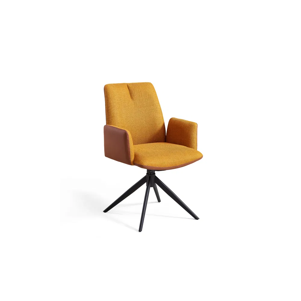 New Hotel ODM Accent Iron/Steel Metal Arm Swivel Dining Chair with Modern Fabric &amp; Good Price for Living Room