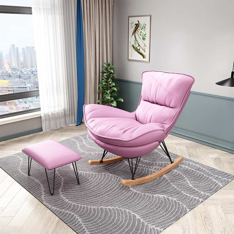 Modern Fabric Leisure Recliner Rocking Chair and Ottoman Leisure Nursing Wood Glider Chair Modern