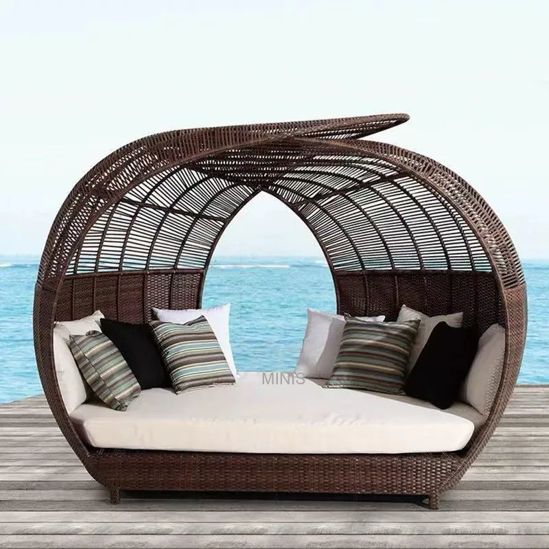 Garden Leisure Chairs Furniture Aluminium Frame Rattan Outdoor Daybed