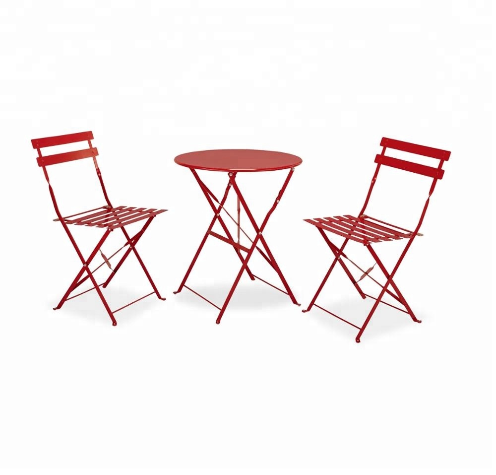 Outdoor Furniture Set Folding Balcony Bistro Set Metal Table and Chair