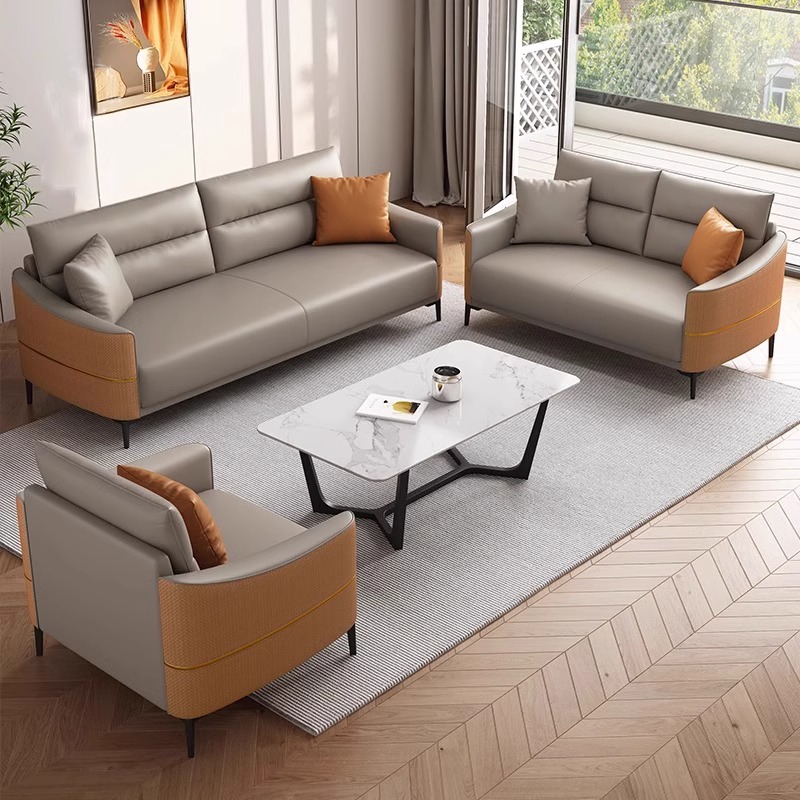 Modern Style VIP Boss Executive Leather Office Sofa Set For General Managers With Fabric Cover