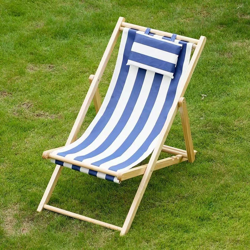 Wholesale Trading Easy Solid Wood Beach Chair Wooden Portable Outdoor Daybed