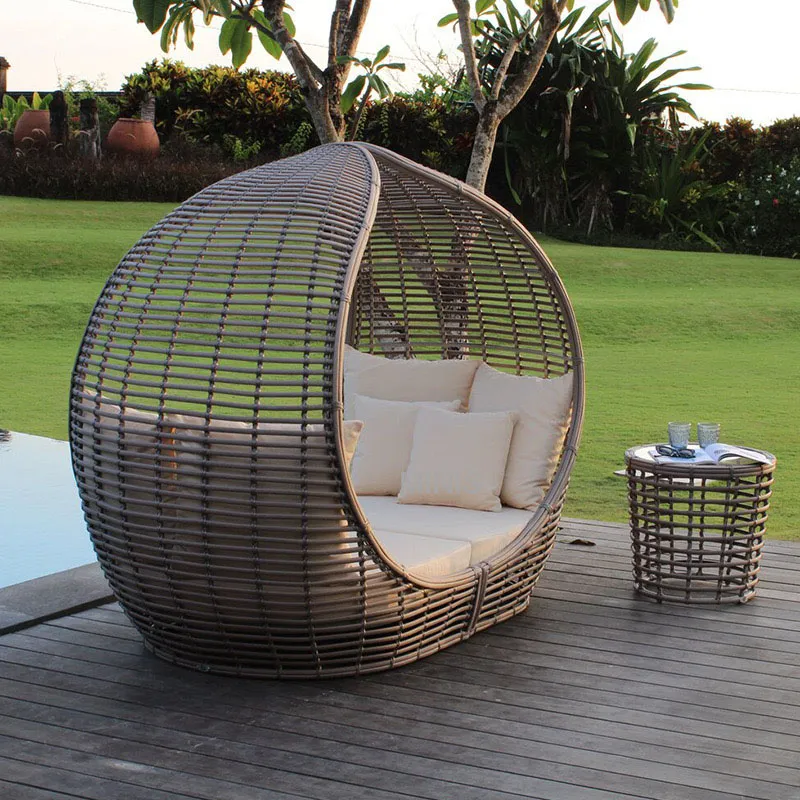 Garden Leisure Chairs Furniture Aluminium Frame Rattan Outdoor Daybed
