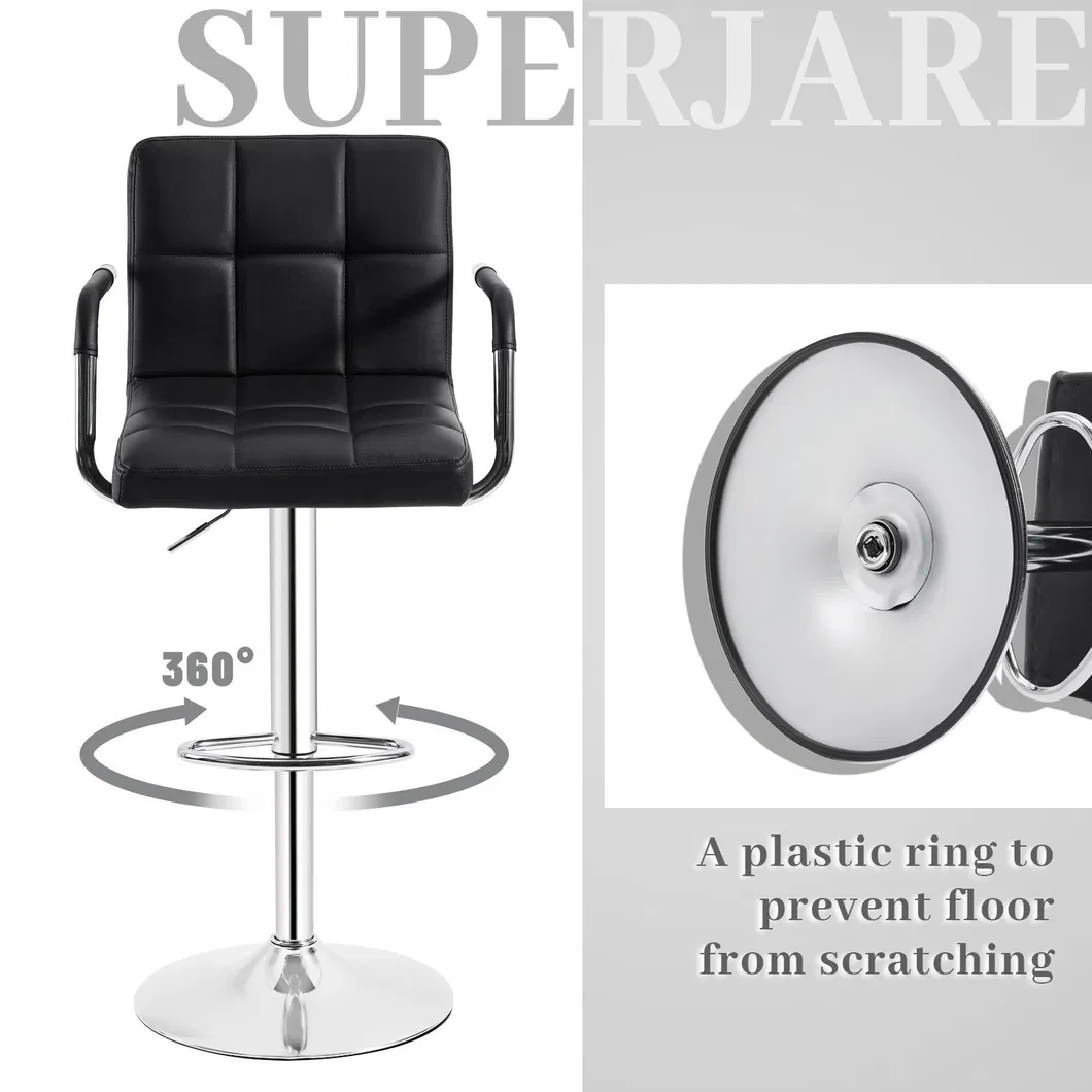 Adjustable Height Swivel Leather Upholstered Commercial Counter Bar Chair Stool