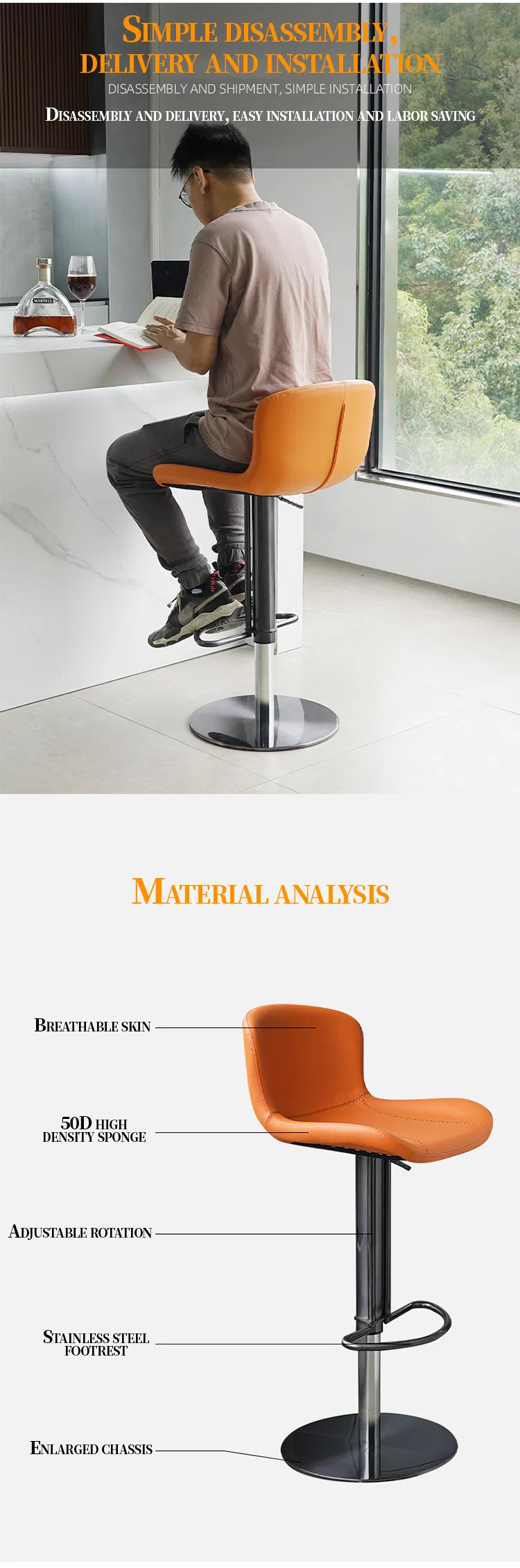Adjustable Height Counter Stool for Kitchen Island and Modern Home Design