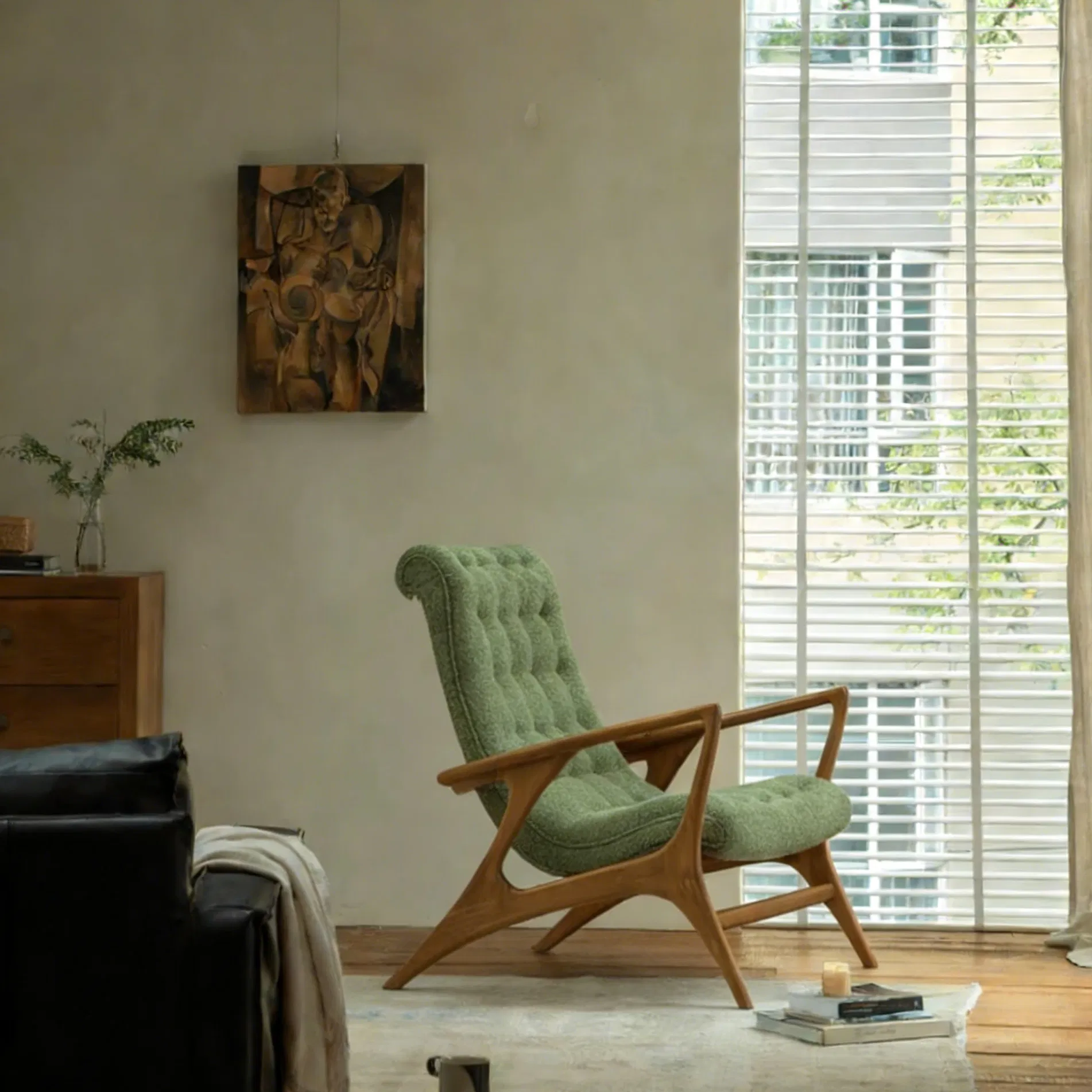 Modern Accent Leisure Chair with Ottoman for Casual Elegance