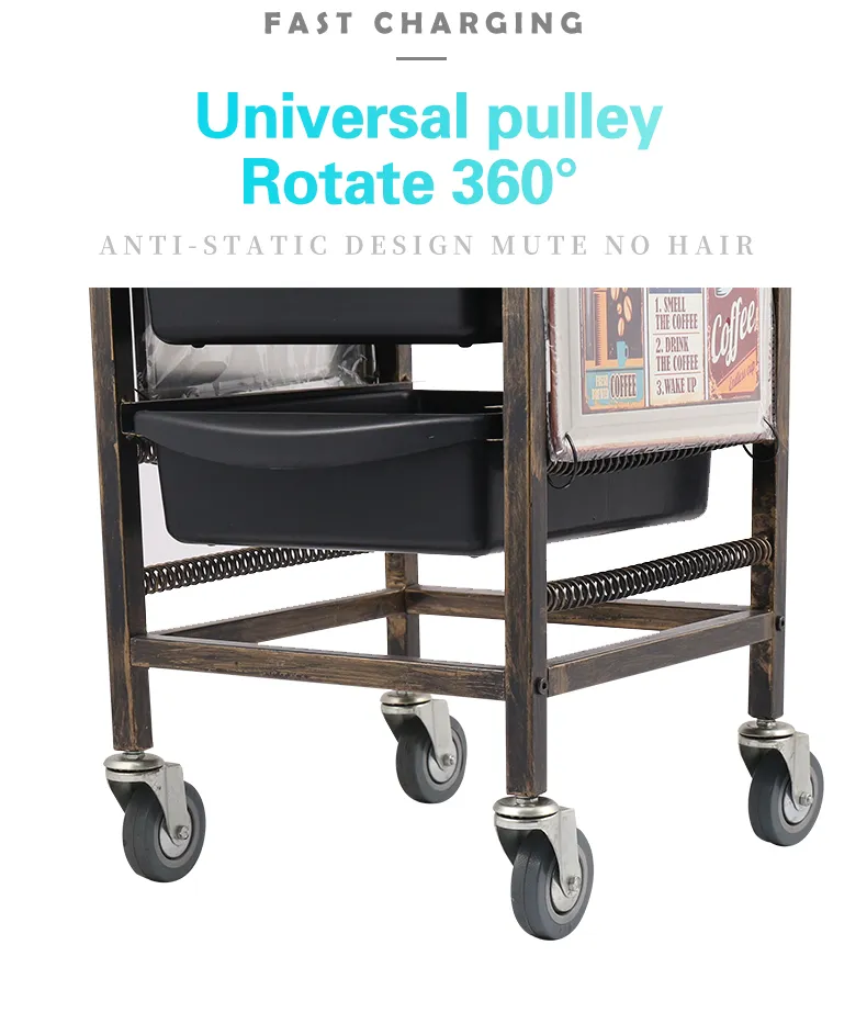 Stylish Rolling Bar Cart with Wine Rack and Glass Holder