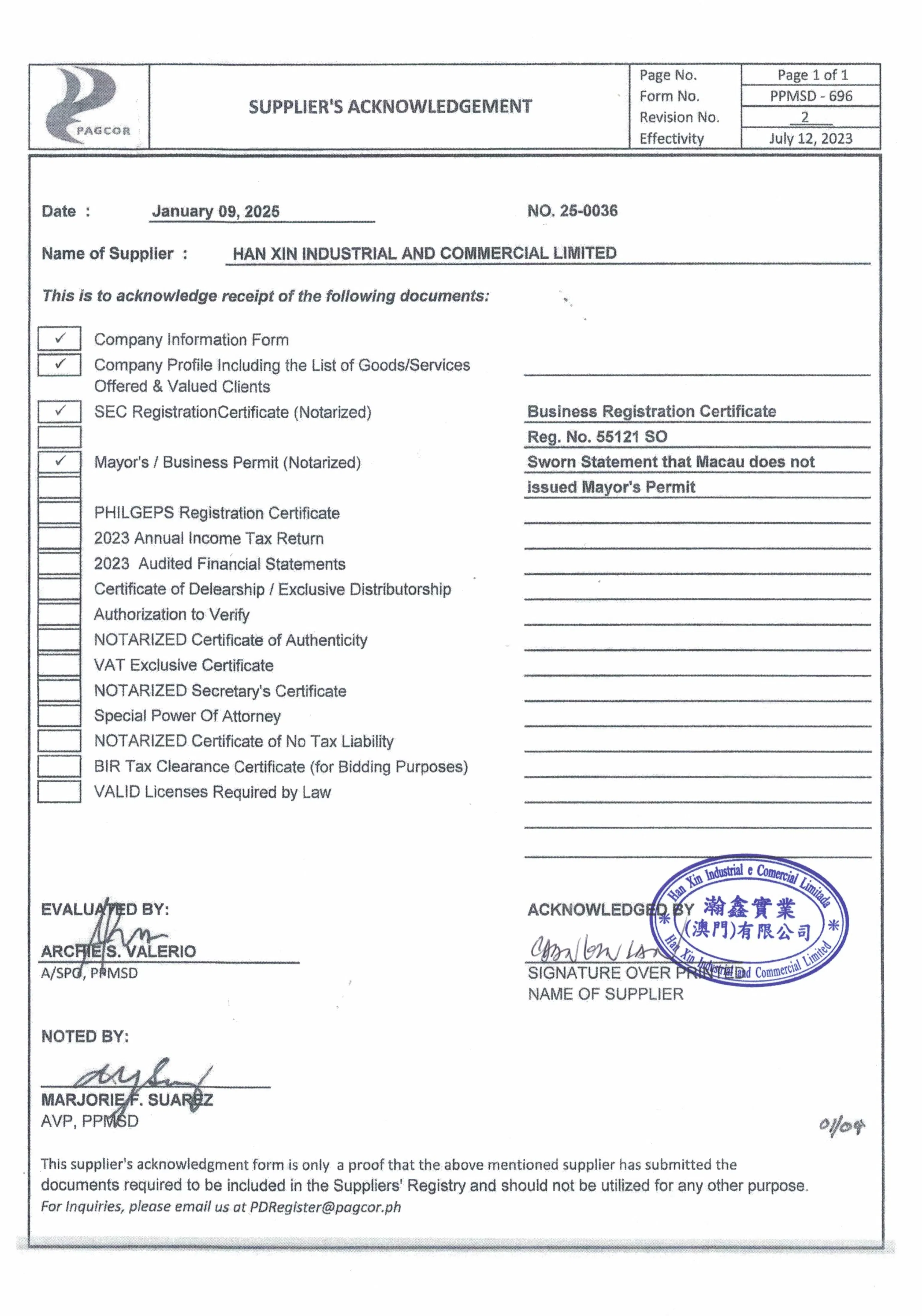 Pagcor Certification